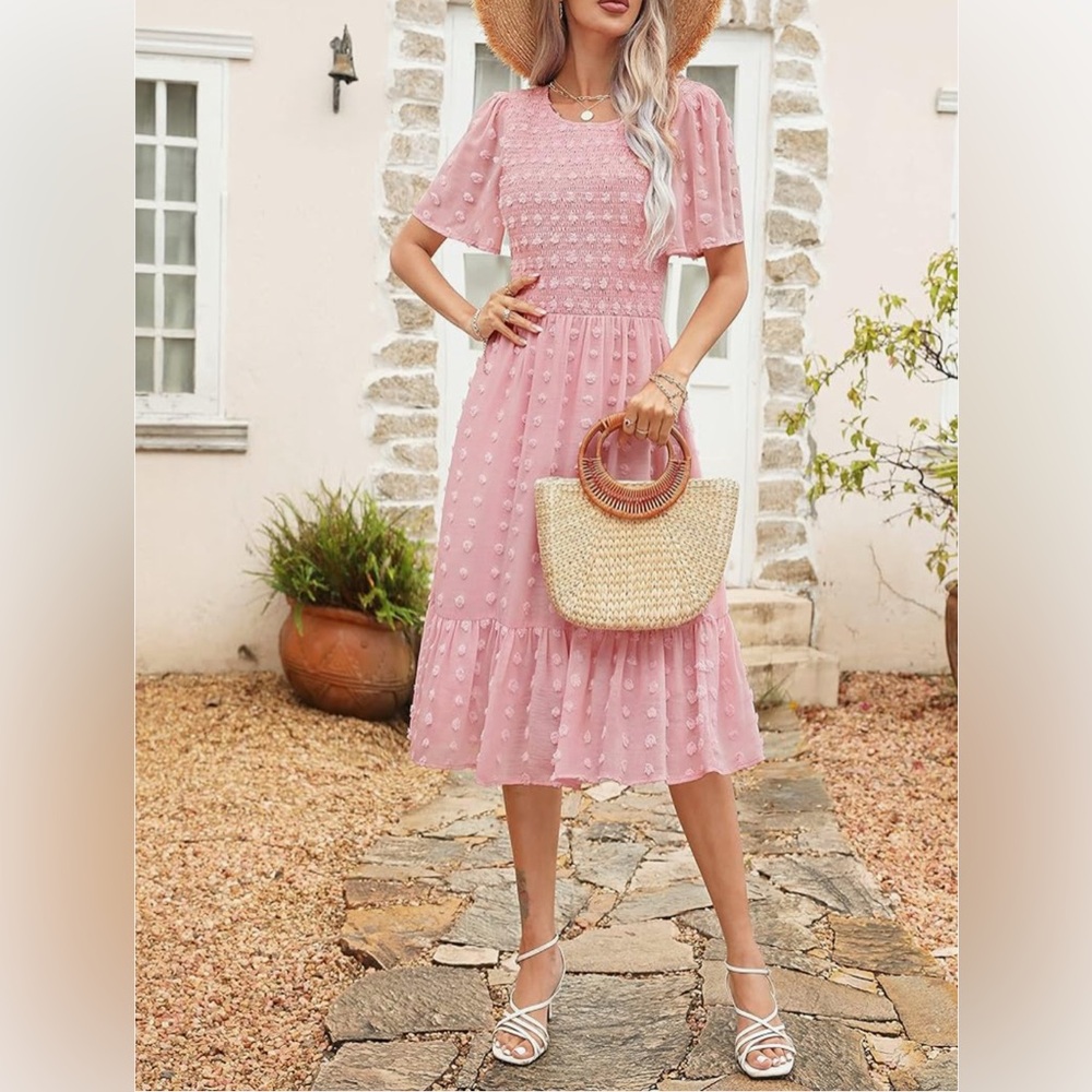 Blush Pink Vintage Midi Dress